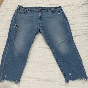 GAP Women's Blue Distressed Girlfriend Jeans